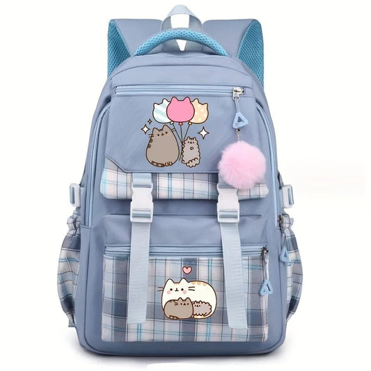 Cartable Bleu Chat Kawaii